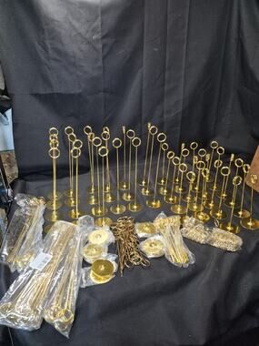 Over 150pc SET GOLD TONE PHOTO DISPLAY TABLE MARKER NAME PLACE CARD HOLDERS